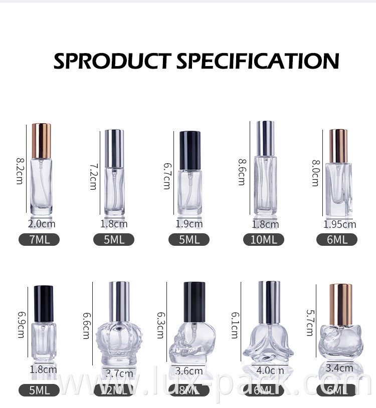 Empty 1.5ml 2ml 2.5ml clear mini atomizer mist vial sample spray glass perfume bottle